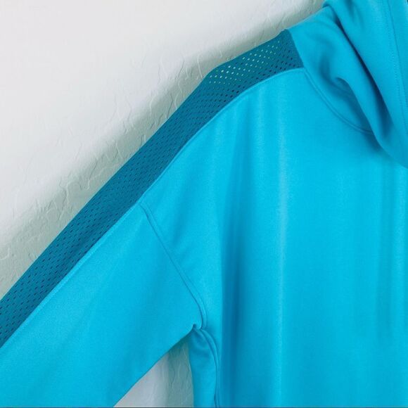 Under Armour teal blue mesh sleeve detail cowl sweatshirt large - Picture 3 of 6